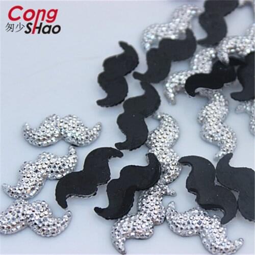 Cong Shao 200Pcs 7.5*16.6mm Resin Rhinestone Stones Flatback Beard Beads Button Resin Accessories CS115A