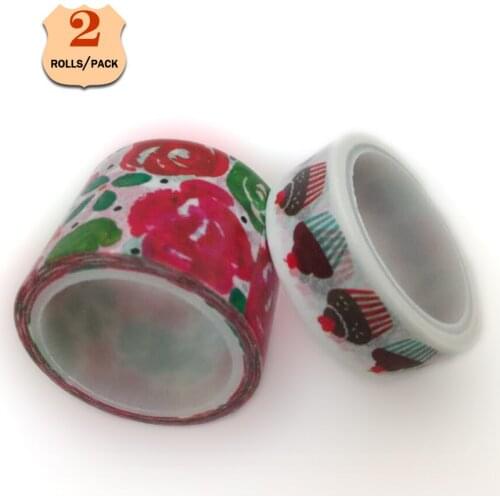 Flower & cupcake pattern SET washi tape 2rolls per box masking planner decorative tape paper box included