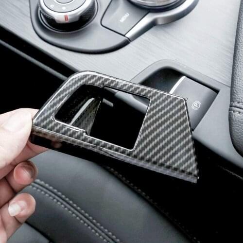 Carbon Fiber Electronic Handbrake Button Decoration Cover Trim 1pc For Alfa Romeo Giulia 2017 2018 2019 For Left Drive