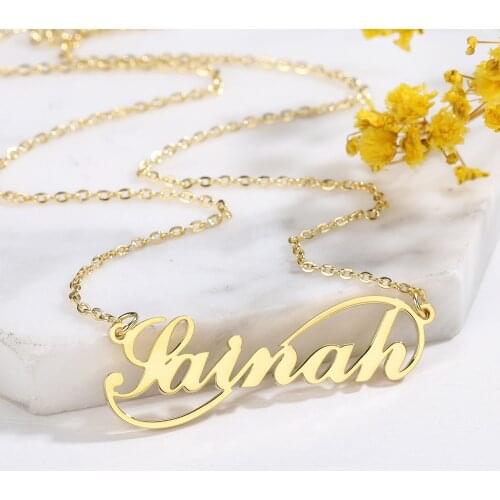 Personalized Infinity Name Necklace Letter Pendant Stainless Steel Nameplated Gold Silver Color Custom Jewelry Gifts For Women