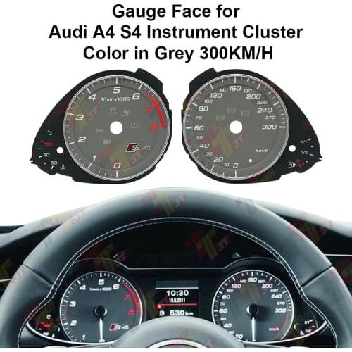 Dashboard Grey Gauge Face For Audi S4 8K (A4) Magneti Marelli Instrument Cluster 300KM/H