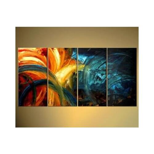 4pcs Handed Painted Oil Painting -Modern Canvas Art Wall Decor-Abstract Oil Painting Wall Art-Waves Of The Future I