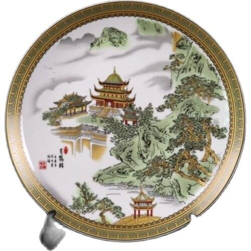 Chinese Old Porcelain Pink Landscape Pattern Appreciation Plate