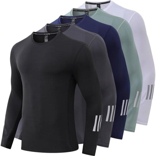 Compression Fitness T-Shirt Long-Sleeve Running Shirts Basketball Quick Drying T Shirt For Men Muscles Gym Training Sports Shirt