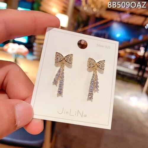 Korean bowknot earnail fashionable temperament advanced sense earring of French new style tide earring pendant