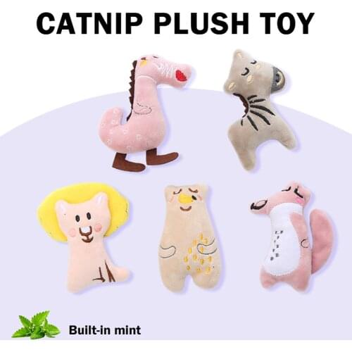 Cat Chewing Molar Grinding Cartoon Shape Catnip Funny Interactive Pet Plush Toy Playing Interactive Chewing Toy Pet Supplies