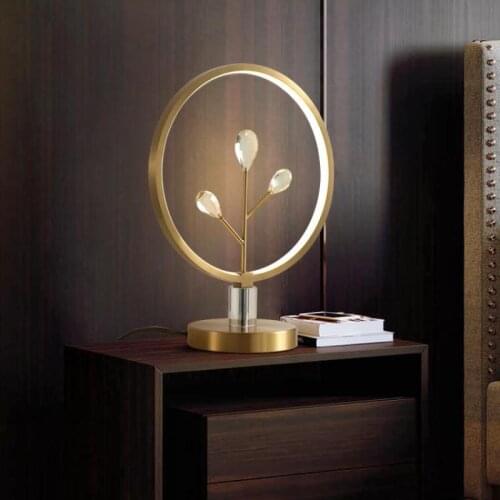 Crystal Tree Decoration Table Light Led strip ring light study desk Lamp Luxury Copper desk Light Bedroom office work Table Lamp