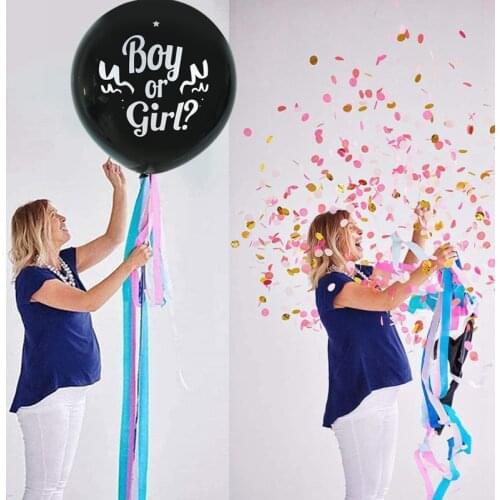 32Inch Boy or Girl Latex Balloons Gender Reveal Black Balloon with Confetti Baby Shower Gender Reveal Party Globos Decoration 7z