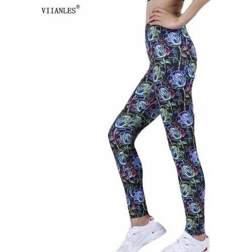 VIIANLES Hot Sales Leggings Print Fitness Leggin High Elasticity Workout Trouser Sportswear Pants for Women Stretch Push Up Gym