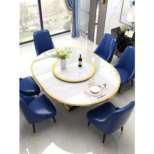 Multifunctional dining table and chair combination modern simple small house type with rotary table retractable folding