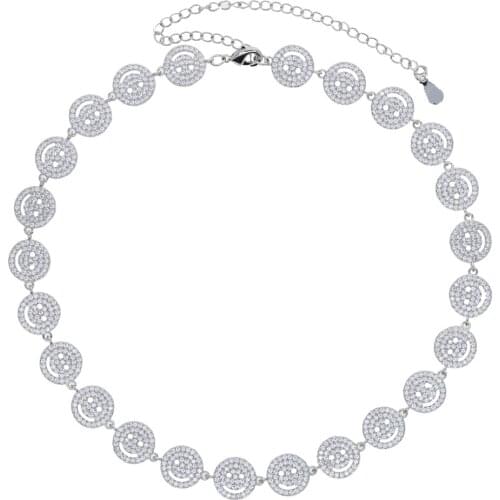 Fashion Choker Necklace Gold silver Color Smile Face Pendant Charm Necklace for Women Cz Tennis Clavicle Chain Necklace Jewely