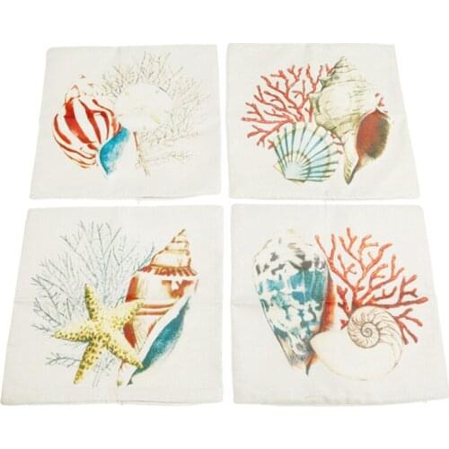 European Retro Style Cushion Cover Cute Marine Biology Printed Sofa Throw Pillow Vintage Home Decorative Pillow Case