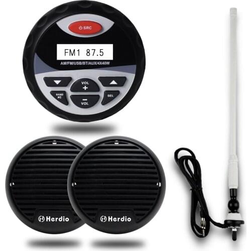 Marine Waterproof Stereo bluetooth Audio Radio Sound System Car MP3 Player For Boat SPA UTV ATV 3 inch Marine Speaker+Antenna