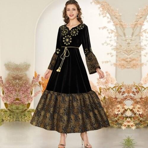 Islam Clothing Abaya for Women Arab Robe Party Morocco Gowns Evening Plus Size Velvet Abaya Dubai Turkey Hijab Muslim Maxi Dress