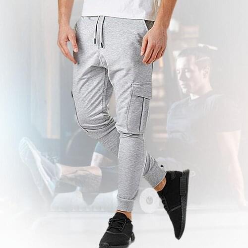 Men Autumn Winter Casual Tight Solid Multi-pocket Running Sports Sweatpants Hip Hop Harem Joggers Pants pantalones hombre M-3XL