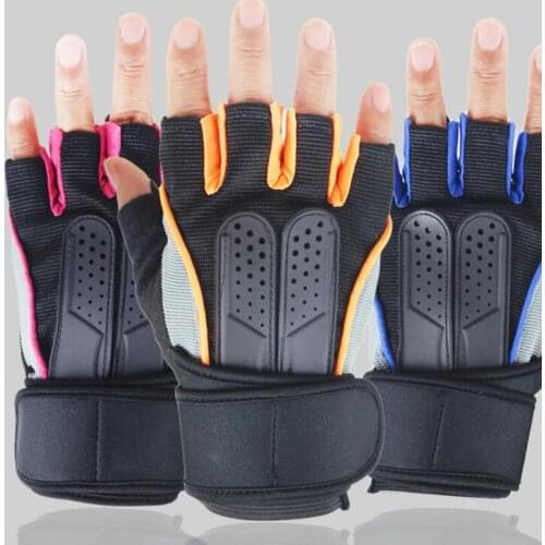 Men Half Finger Long Wrist Gym Sports Fitness Gloves Women Thicker Silicone Non-Slip Dumbbells Weightlifting Tactical Gloves L71