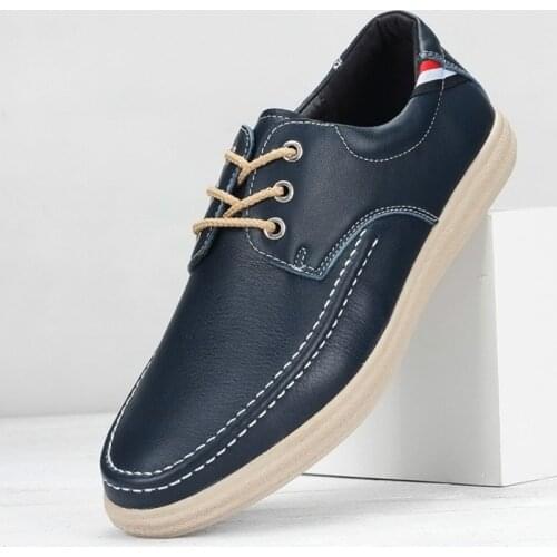 2021 Autumn New Style Mens Casual Shoes Breathable Genuine Leather Soft Bottom Shoes Wild Trend Mens Stitching Sneaker Shoes