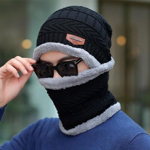 Mens Knitted Hats Autumn Cap Beanies Muts Winter Men Caps Thick Neck Warm Wool Beanies Теплая мужская вязаная шапка Knitted hat