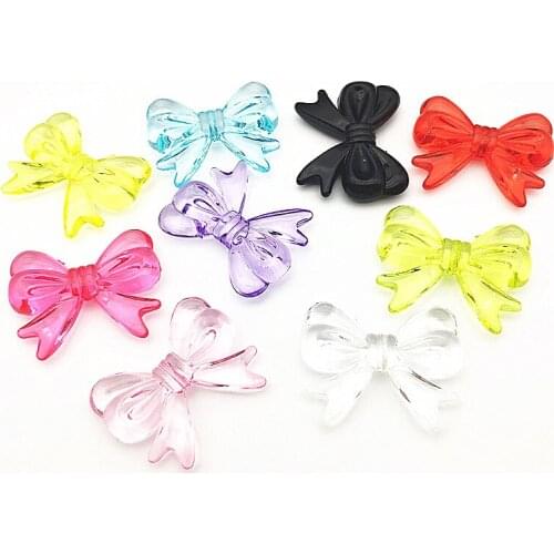 New arrival! 46x36mm 60pcs Acrylic Clear Bow shape Beads for Necklace/Earrings DIY making parts,Jewelry Findings & Components