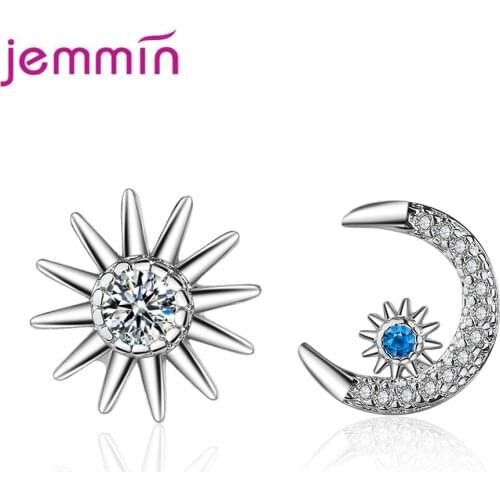 New Arrival 925 Sterling Silver Stud Earring Trendy Style Moon Design Fashion Jewelry Sparkling Cubic Zirconia Female Club Party