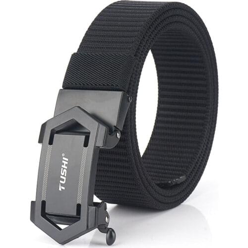 New Trend Thick Nylon Mens Belt Alloy Automatic Buckle Jeans Trousers Belts Male Canvas Military Tactical Belt Gifts For Men