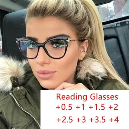 Luxury Brand Deisgner Cat Eye Reading Glasses Wommen Vintage Eyeglasses Frame Transaprent Computer Glasses Clear Lens Spectalces