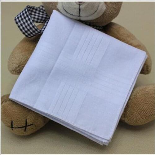 Wholesalehigh quality 40*40cm mens handkerchief full white 100% cotton mens hanky pocket squares