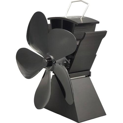 5 Blades Fireplace Wood Burning Stove Fireplace Fan-silent/particle/wood/log Stove Warm/hot Air Ecological Stove Fan Black Fire