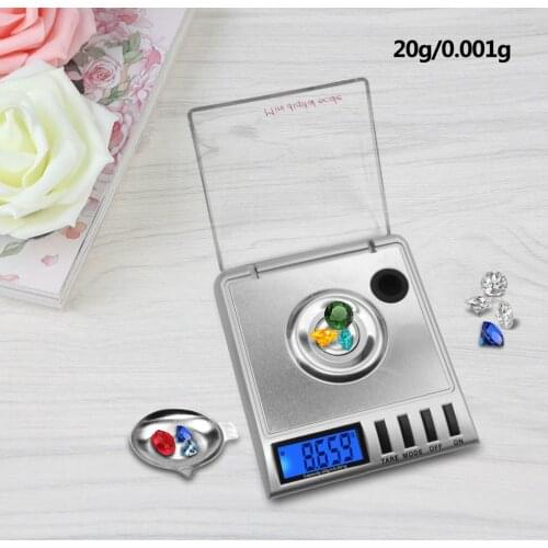 0.001g/20g Mini Digital Scale Portable LCD Balance Weight Milligram Jewelry Diamond Pocket Scale For Home Kitchen Tools