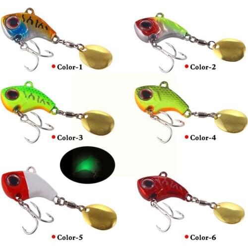High Quality Metal VIB Fishing Lure Spinner Sinking Sea Freshwater Fishing Tackle Spoon Bait Fishing Rotating Sequins Pin B Q7W3