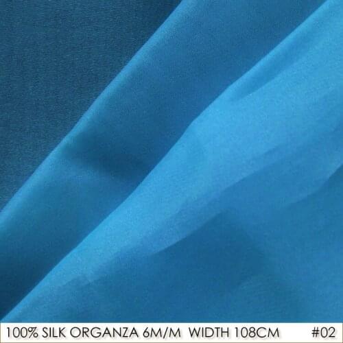SILK ORGANZA Gauze 108cm width 6momme/100% Pure Silk Chinese Tulle Roll Fabric Supplier Wedding Dress Gauze Peacock Blue NO 02