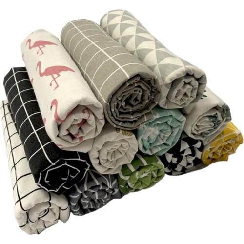 Width 59'' Wear Resistant Simple Printed Cotton Linen Fabric By The Yard For Tablecloth Curtain Tea Table Sofa Pillow Material