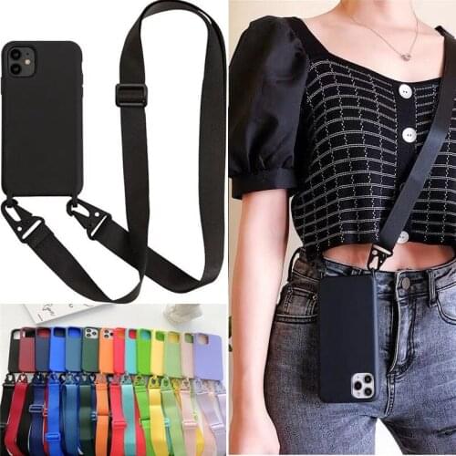 Fashion Silicone Chain Necklace Phone Case For iPhone 12 11 Pro XS Max 7 8 Plus X XR SE Lanyard Neck Strap Rope Cord Back Cover