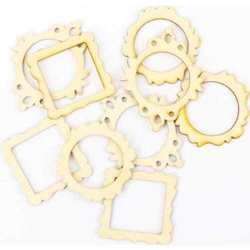 Mixed Lace Wooden Pattern Scrapbooking Collection Craft for Handmade Accessory Sewing Home Decoration DIY 45-70mm 6pcs MZ182-FD