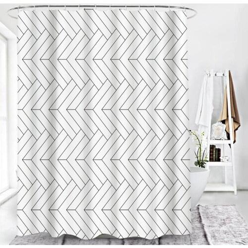 Polyester Waterproof Shower Curtain Geometric Stripes Pattern Bathroom Curtains 180x180cm rideau de douche T649