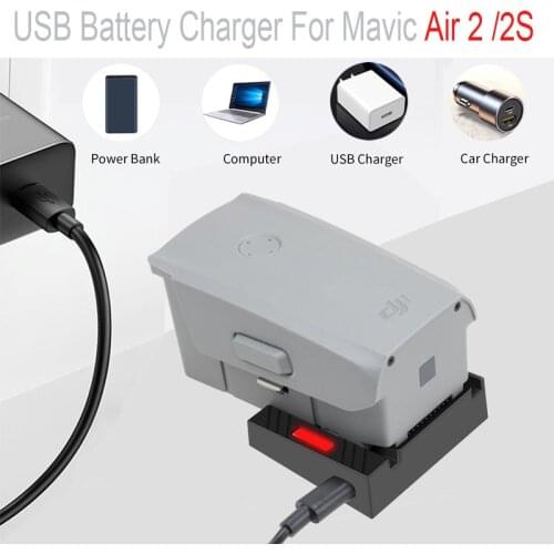 QC 3.0 USB Battery Charger For Mavic Air 2 /2S Drone Fast Charger Battery USB Charging With TYPE C Cable Accessories