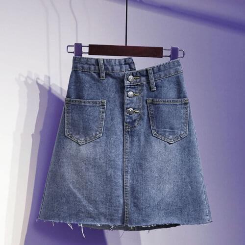 Irregular Denim Korean Fashion High-Waisted Vintage Spring Autumn Summer WomenS Clothing Skirts Vetement Femme 2021