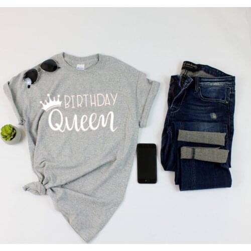 Birthday Queen WomenGift Party Shir Funny Graphic Cotton Women T-shirt Short Sleeve Tees Plus Size O Neck Female Clothing goth