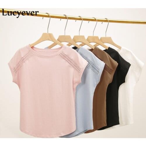 Lucyever Plus Size M-5XL Women T Shirt Summer Short Batwing Sleeve Female Top Harajuku Tees Cotton Pink Korean Female Clothes