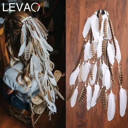 Levao Indian Festival Tassel Feather Hair Combs Hairpins for Women Hippie Headpiece Ethnic Head Band Hair Comb Clips Headwear