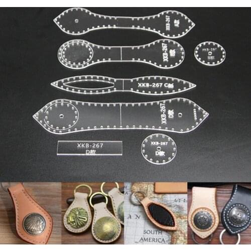 1 Set Keychain Pendant Pattern Stencil Tool Acrylic Keyring Laser Cutting Pattern Template For DIY Handmade Leather Ornaments