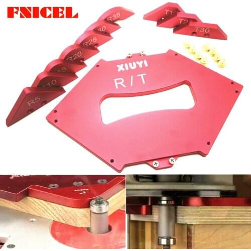 1Set Aluminium Alloy Shape Contour Gauge Angled Ruler T / R Gauge Trimming Machine Fillet Gauge Carpenter Woodworking Tools