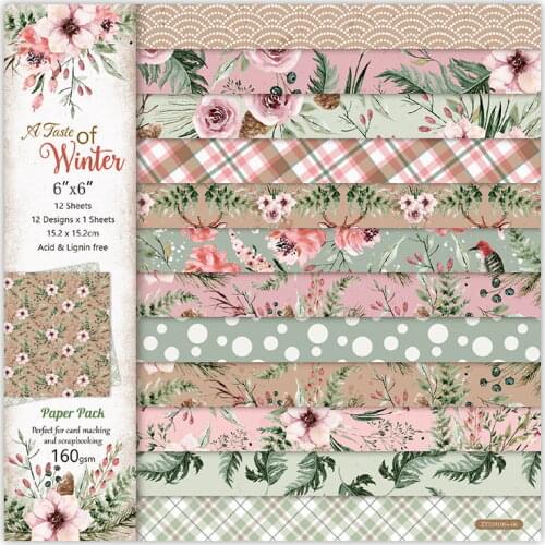 12 Sheets laste of winter Scrapbooking Pads Paper Origami Art Background Paper Card Making DIY Scrapbook Paper Craft