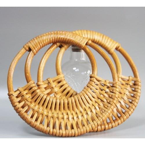 14 cm light brown or nature rattan purse bag handle bamboo obag hanger purse frame diy handbag parts accessories wholesale
