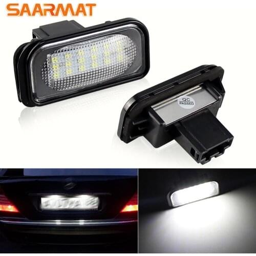 2PCS Plug and play white 6000K 18SMD LED license plate lights car rear number lights for For Mercedes Benz W203 4Door 2001-2007
