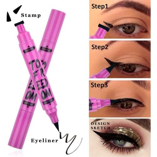 1pcs Double Head Eyeliner Pencil Triangular Seal Eyeliner Waterproof Long Lasting Eye Liner Pen Beauty Makeup Tools 2 In 1