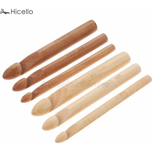 3pcs/set Crochet hooks Wood Knitting Needle 15mm/20mm/25mm Handmade DIY Sewing Sweater Natural Carbonized length 20cm Hicell
