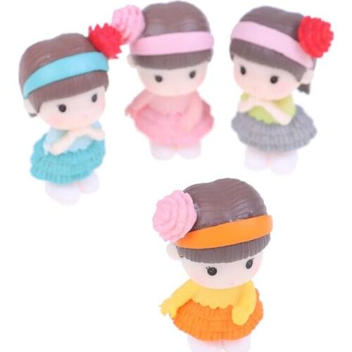 4Pcs/lot Pretty Pure Girl Miniature Figurine Bonsai Decorative Mini Fairy Garden People Statue Moss Ornaments Resin Craft