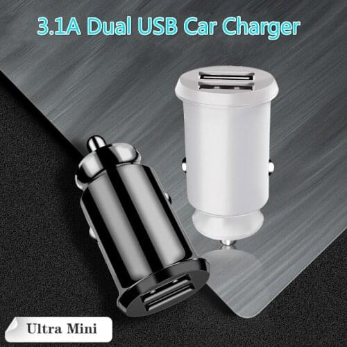 Ultra Mini 3.1A Car-Charger Dual USB Car Charger Multi Charger for iPhone 11 8 X Samsung S10 LED Charging Micro USB Cable Type C