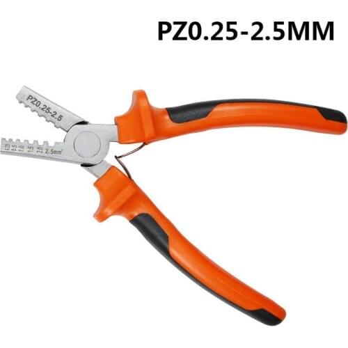 Free Shipping PZ 0.25-2.5 German Mini Crimping Tool Terminal Clamp 45 Steel 0.25-2.5mm2 Tubular Crimping Hand Plier C4-1052